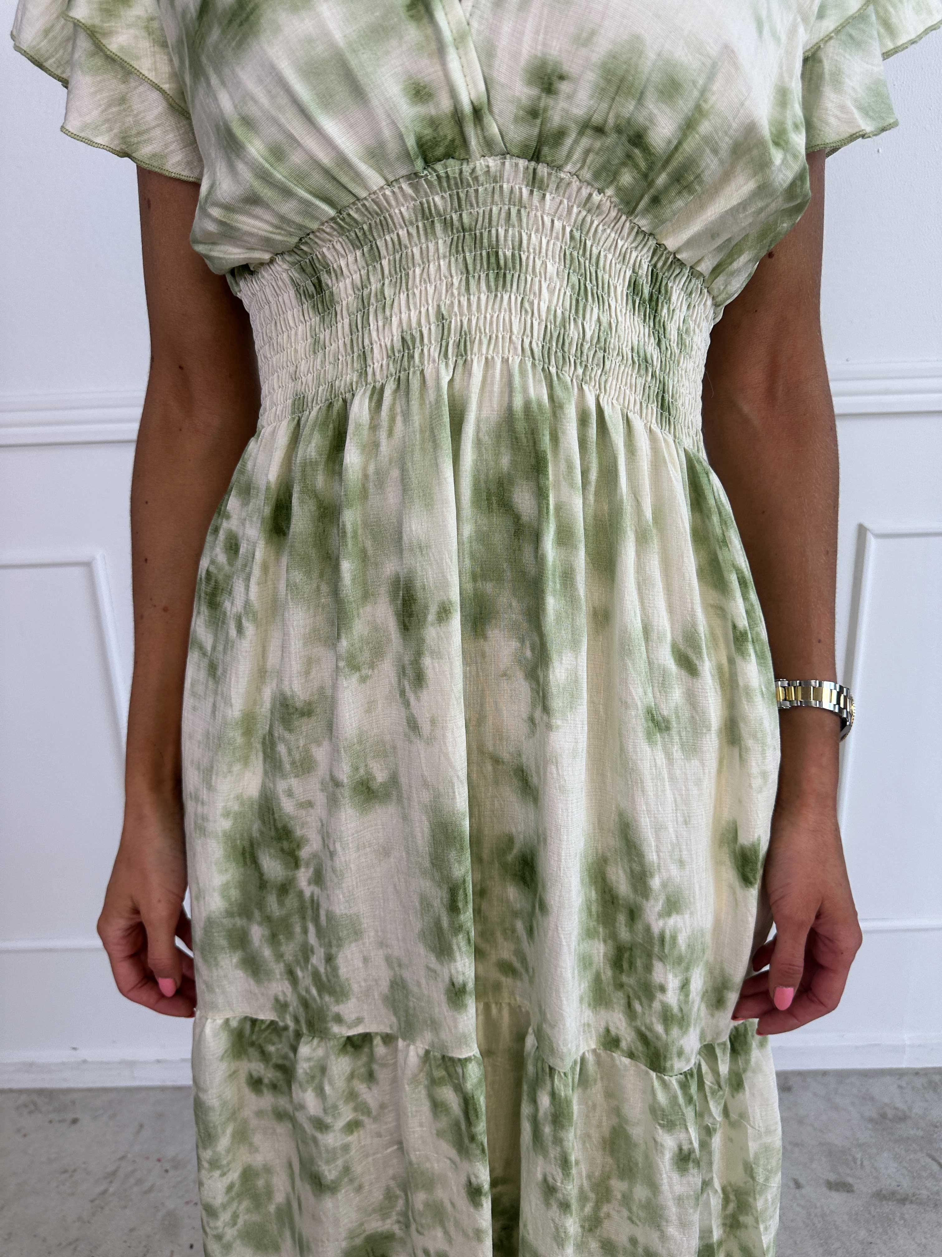 Palina Batik Short - Mønstret kjole i viskose med smock